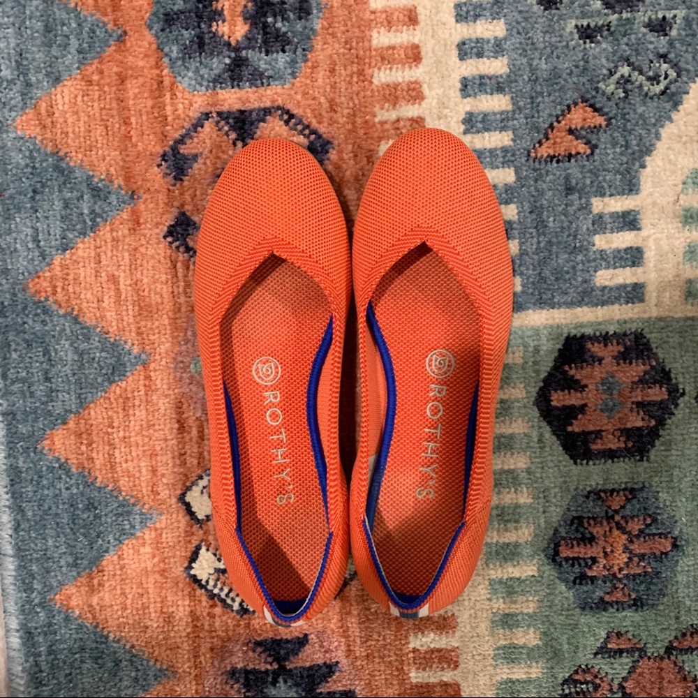 Orange Rothy flats